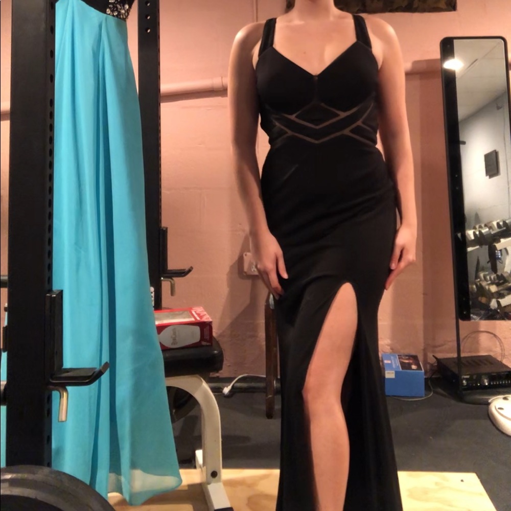 Formal dress with mesh detailing